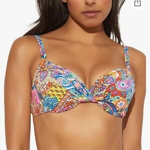 Bleu Rod Beattie Colorful Patterned Bikini Top